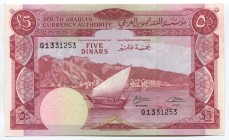Yemen 5 Dinars 1965 
P# 4b; № Q1331253; UNC