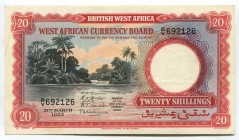British West Africa 20 Shillings 1953 Rare
P# 10a; № B/V 692126; aUNC; Rare
