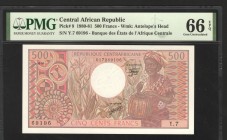 Central African Republic 500 Francs 1980 -1981 PMG 66
P# 9; UNC