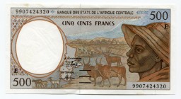 Central African States 500 Francs 2000 E for Cameroun
P# 201Eg; № 9907424320; UNC