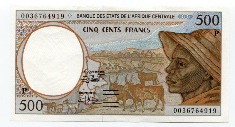 Central African States 500 Francs 2000 P for Chad
P# 601Pg; № 0036764919; UNC