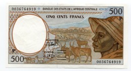 Central African States 500 Francs 2000 P for Chad
P# 601Pg; № 0036764919; UNC