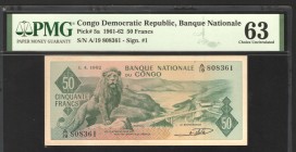 Congo 50 Francs 1961 -1962 PMG 63
P# 5a; UNC