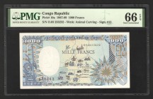 Congo 1000 Francs 1987 -1989 PMG 66
P# 10a; UNC