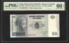 Congo 50 Francs 1997 Early Issue Rare PMG 66
P# 89a; UNC