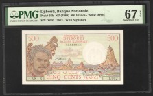 Djibouti 500 Francs 1988 PMG 67
P# 36b; UNC