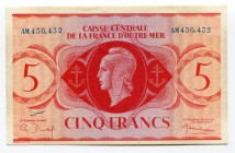 French Equatorial Africa 5 Francs 1944 
P# 15a; aUNC