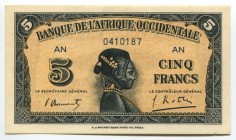 French West Africa 5 Francs 1942 
P# 28b; № AN 0410187; UNC