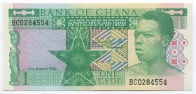 Ghana 1 Cedi 1982 
P# 17b; № BC284554; UNC