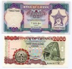 Ghana Set of 2 Notes: 500 Cedis - 2000 Cedis 1991 -2000
P# 28c - 33e; № 8667040 - 8916172; UNC
