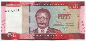 Liberia 50 Dollars 2016 
P# 34a; № AA9774386; UNC