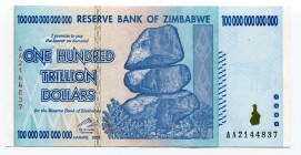 Zimbabwe 100 Trillion Dollars 2008 
P# 91; № AA2144837; UNC