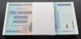 Zimbabwe 100 Trillion 2008 Full Bundle (100 pcs)
P# 91; UNC