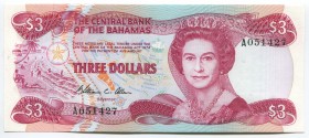 Bahamas 3 Dollars 1984 
P# 44a; UNC; Sign. W.C. Allen