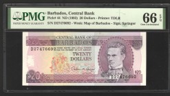 Barbados 20 Dollars 1993 PMG 66
P# 44; UNC