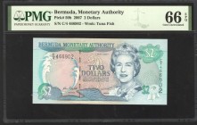 Bermuda 2 Dollars 2007 PMG 66 Very Rare Date
P# 50b; UNC