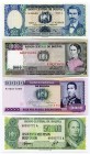 Bolivia Set of 4 Notes: 500 - 1000 - 10 000 - 50 000 Pesos Bolivianos 1981 -84
P# 165a - 167a - 169a - 170a; UNC
