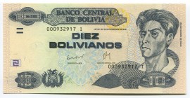 Bolivia 10 Bolivianos 2001 
P# 223; № 000932917; UNC