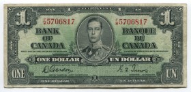 Canada 1 Dollar 1937 
P#58d; F
