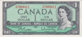 Canada 1 Dollar 1954 
P#75b; UNC; Signature Beattie-Rasminsky