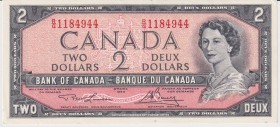 Canada 2 Dollars 1954 
P#76d; UNC; Signature Lawson-Bouey