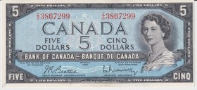 Canada 5 Dollars 1954 
P#77b; UNC; Signature Beattie-Rasminsky