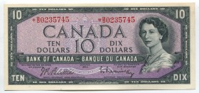 Canada 10 Dollars 1954 Replacement Rare
P# 79b; № * B/D 0235745; UNC; Sign. Beattie & Rasminsky; Rare