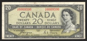 Canada 20 Dollars 1954 Devil's Face Rare
P# 70a; VF