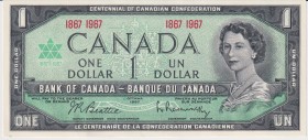 Canada 1 Dollar 1967 
P#84a; UNC; without numbers; Centennial Confederation Commemorative