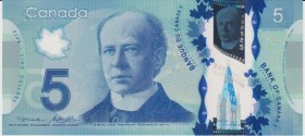 Canada 5 Dollars 2013 
P#106b; UNC; Polymer