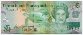 Cayman Islands 5 Dollar 2010 
P# 39a; № D1-968128; UNC