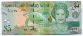 Cayman Islands 5 Dollars 2010 
P# 39a; UNC