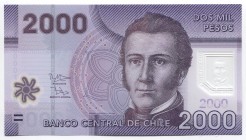 Chile 2000 Pesos 2012 
P# 162b; № DD 00007200; UNC; Fine Number; Polymer