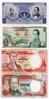 Colombia Set of 4 Notes: 1 - 5 - 100 - 500 Pesos 1973 -89
Various Dates & Denominations; UNC