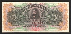 Costa Rica 5 Colones 1903 -1917
P# S122; UNC