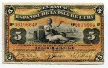 Cuba 5 Pesos 1896 
P# 48b; № 0619664; XF-AUNC