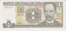 Cuba 1 Peso 2016 
P#128g; UNC; Fancy number 056333