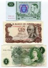 Europe Lot of 3 Banknotes 1970 - 1988
Various Countries, Dates & Denominations; VF-UNC