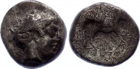 Ancient Greece Ionia - Kolophon AR Drachm 450 - 410 BC 
Laureate head of Apollo right; branch behind neck / Kithara within incuse square; Silver 5.2g...