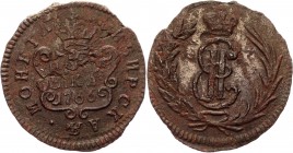 Russia - Siberia Polushka 1766 Rare
Bit# 1204 R3; 10 Rouble by Petrov; 10 Rouble by Ilyin; Conros# 237/2; Copper 1,69g.; A very rare circulation coin...
