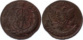 Russia 10 Kopeks 1764 MM Overstike
Bit# 522; Copper 42.90g
