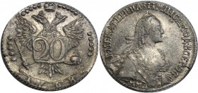 Russia 20 Kopeks 1768 ММД
Bit# 155; Silver; 4,71 g; XF-AU; stamp gloss