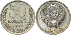 Russia - USSR 50 Kopeks 1977 
Y# 132a.2; Copper-Nickel-Zinc 4,48g.; UNC