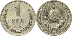 Russia - USSR 1 Rouble 1987 
Y# 134a.2; Copper-Nickel-Zinc 7,59g.; AUNC