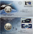 Russia - USSR 2 x Medals "In Commemoration of the Apollo-Soyuz Space Mission" 1975 
Sterling Silver Proof Medals; Set of the Medals and Stamps in FDC