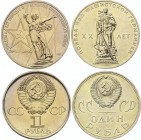 Russia - USSR Lot of 2 Coins
1 Rouble 1965, 1975; Prooflike; 20th 30th Anniversary of the Victory Over Fascist Germany