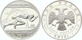 Russia 3 Roubles 2013
Y# 1458; Silver Proof; 2013 World Championships in Athletics, Moscow