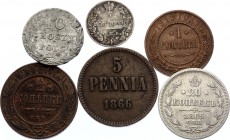 Russia Nice Lot of 6 Coins 1820 - 1915
Dates & Denominations; Better Pieces Included