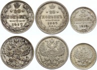 Russia Lot of 3 Coins 1905 - 1917
Silver; Various Dates & Denominations