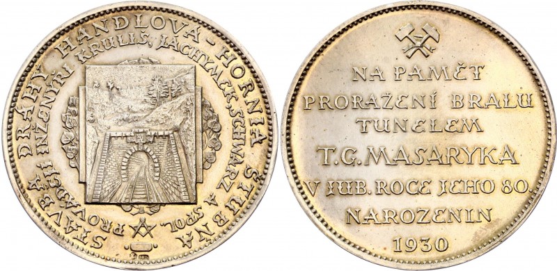 Czechoslovakia Silver Medal Railroad Construction Handlova, Horna Stubna 1930 
...